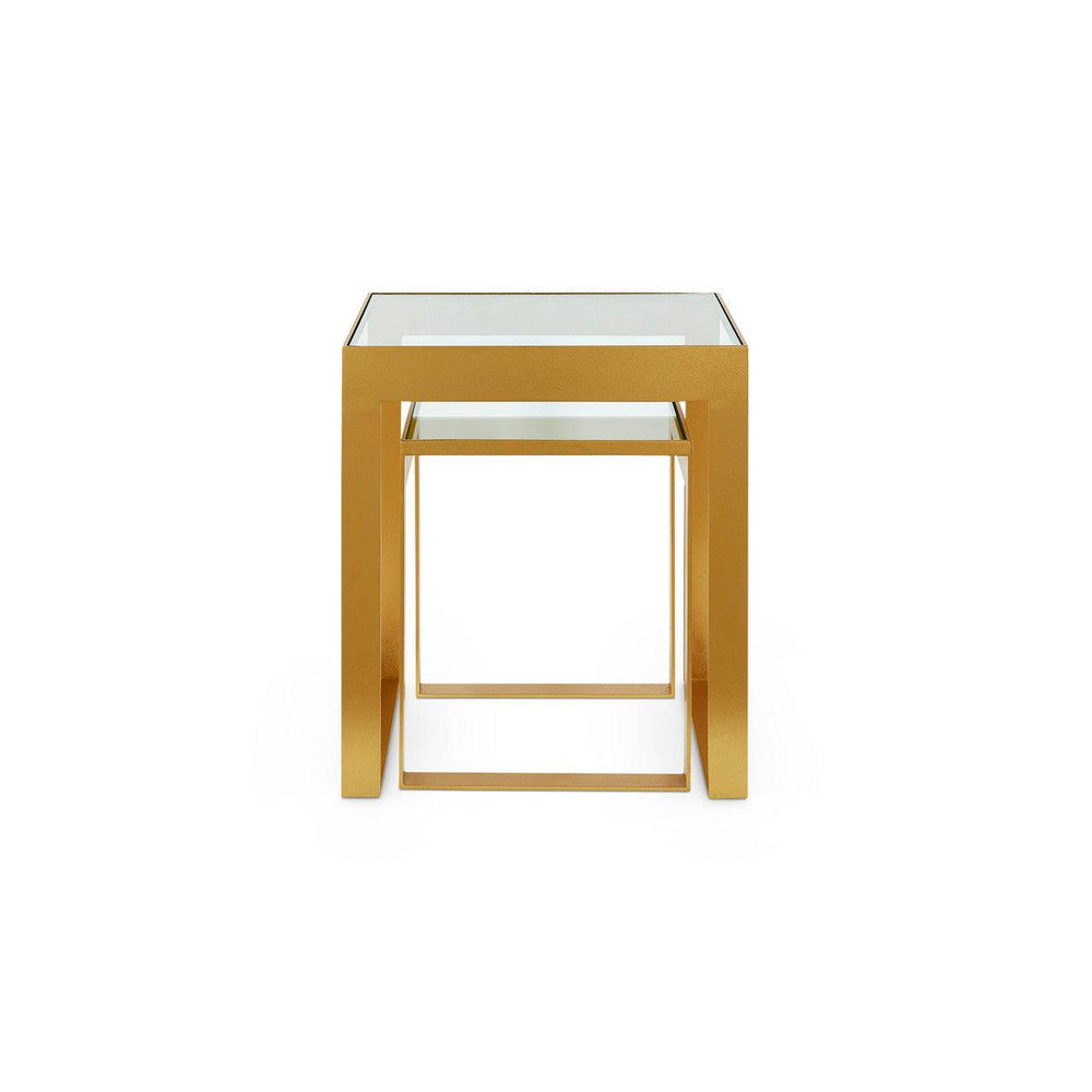 Rialto Nesting Tables Set of 2, Gold Leaf-Blue Hand Home