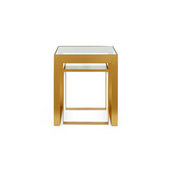 Rialto Nesting Tables Set of 2, Gold Leaf-Blue Hand Home