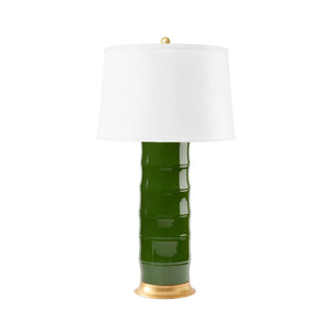 Saigon Lamp with Shade 17-inch White Linen, with Gold, Cool White
