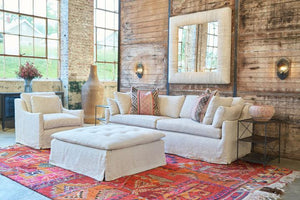 Sage Ottoman-Blue Hand Home