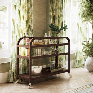 Vannes Bar Cart w/ Rattan-Blue Hand Home