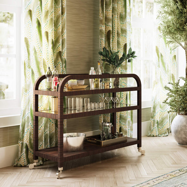 Vannes Bar Cart w/ Rattan-Blue Hand Home