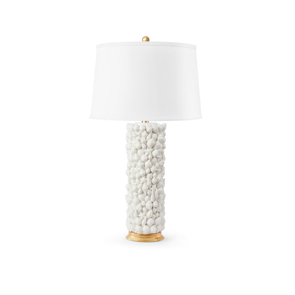 Sanibel Lamp with Shade 17-inch White Linen, with Gold-Blue Hand Home