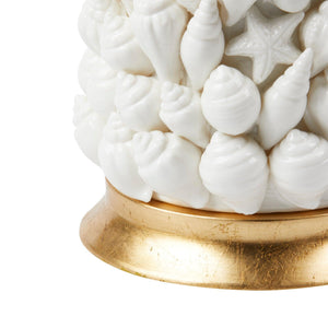 Sanibel Lamp with Shade 17-inch White Linen, with Gold-Blue Hand Home