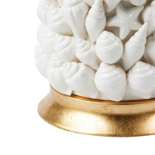 Sanibel Lamp with Shade 17-inch White Linen, with Gold-Blue Hand Home