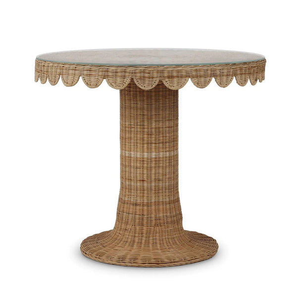 Scalloped Round Bistro Table w/ Tempered Glass-Blue Hand Home
