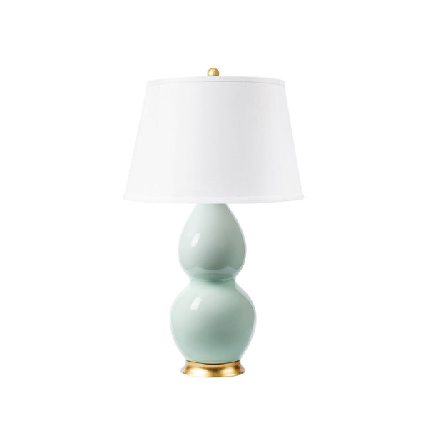 Shandy Lamp with Shade 16-Inch White Linen, Gold, Pale Celedon
