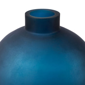 Sharri Medium Vase, Prussian Blue | Hand-Blown Frosted Glass Decor