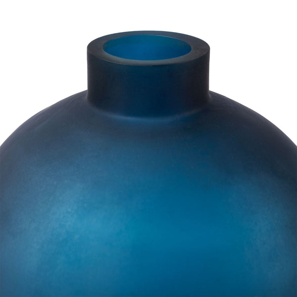 Sharri Medium Vase, Prussian Blue | Hand-Blown Frosted Glass Decor