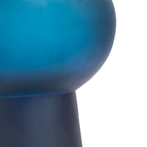Sharri Medium Vase, Prussian Blue | Hand-Blown Frosted Glass Decor