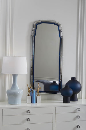 Sharri Medium Vase, Prussian Blue | Hand-Blown Frosted Glass Decor