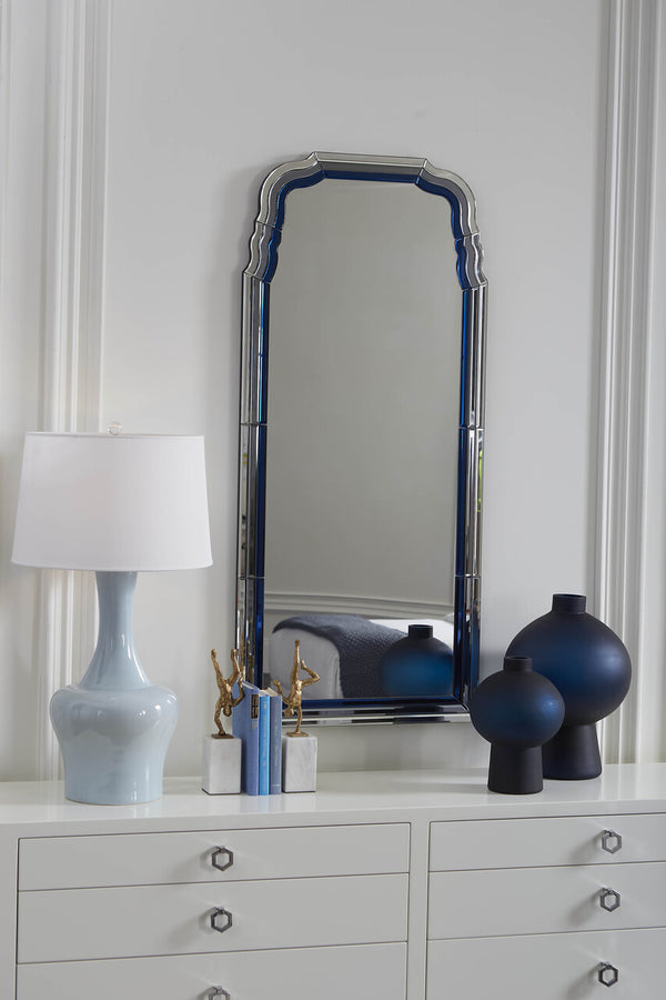 Sharri Medium Vase, Prussian Blue | Hand-Blown Frosted Glass Decor