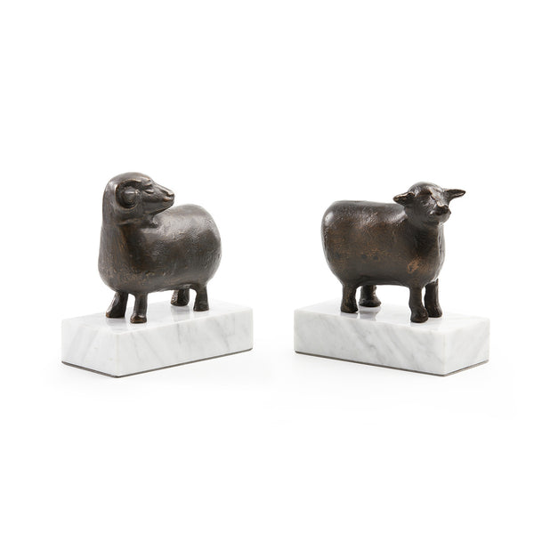 Sheep Bookends (Pair), Bronze