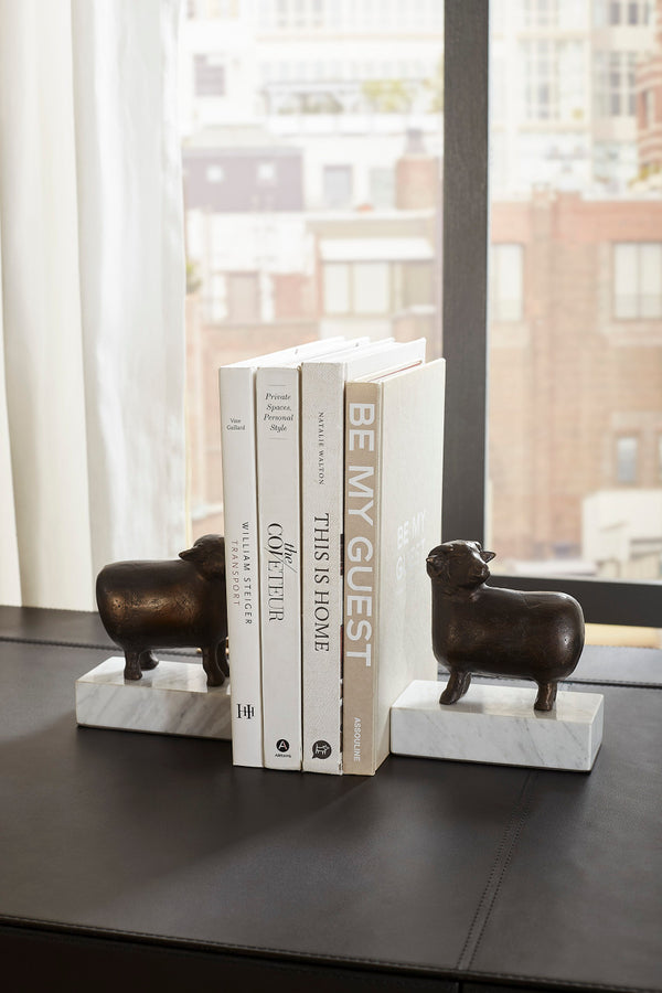 Sheep Bookends (Pair), Bronze