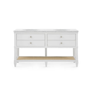 Sienna 2-Drawer Table with 60" Marble Vanity Top, Vanilla