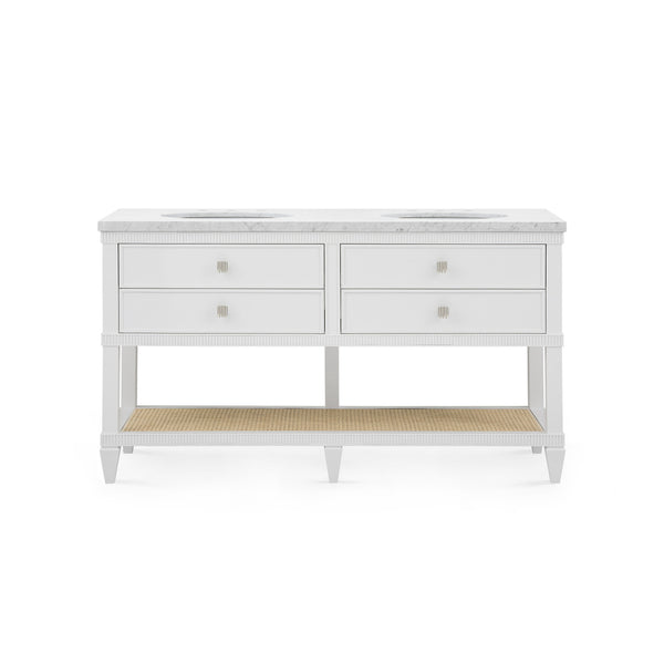 Sienna 2-Drawer Table with 60" Marble Vanity Top, Vanilla