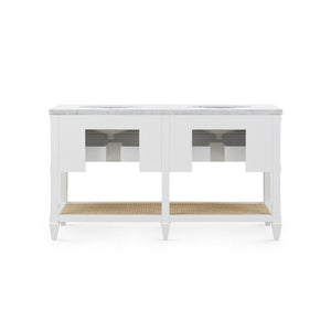 Sienna 2-Drawer Table with 60" Marble Vanity Top, Vanilla