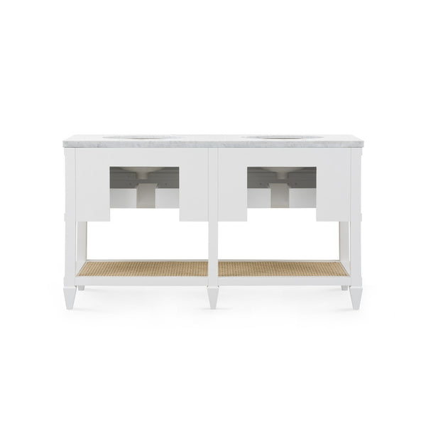 Sienna 2-Drawer Table with 60" Marble Vanity Top, Vanilla