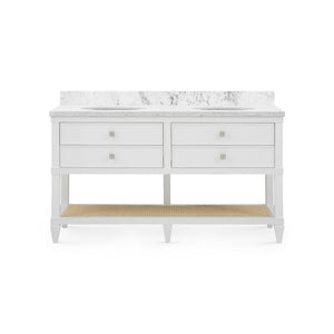 Sienna 2-Drawer Table with 60" Marble Vanity Top, Vanilla