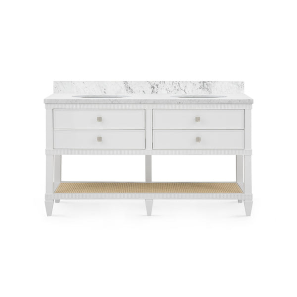 Sienna 2-Drawer Table with 60" Marble Vanity Top, Vanilla