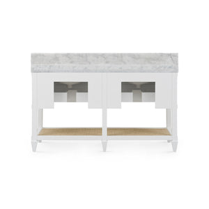 Sienna 2-Drawer Table with 60" Marble Vanity Top, Vanilla