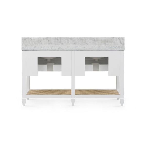 Sienna 2-Drawer Table with 60" Marble Vanity Top, Vanilla