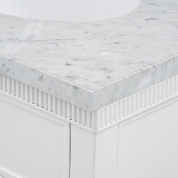 Sienna 2-Drawer Table with 60" Marble Vanity Top, Vanilla