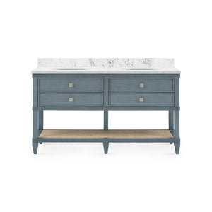 Sienna 2-Drawer Table with 60" Marble Vanity Top, Foggy Horizon