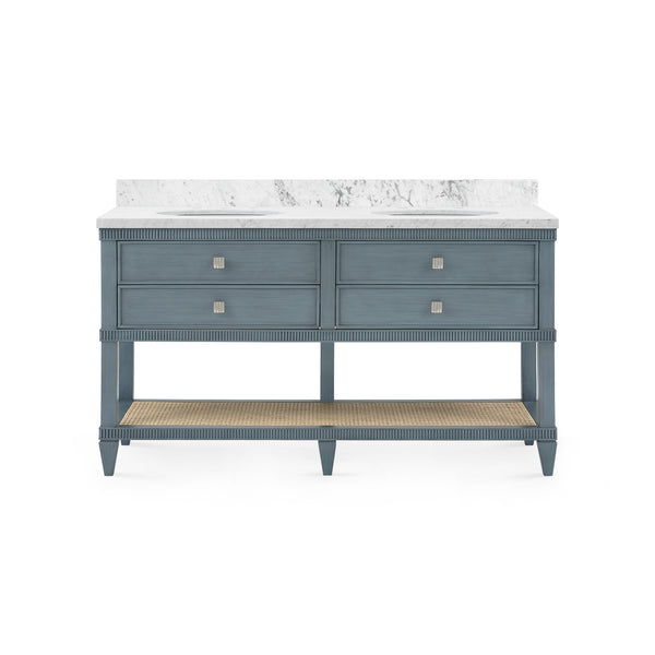 Sienna 2-Drawer Table with 60" Marble Vanity Top, Foggy Horizon