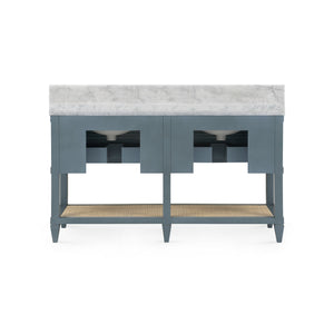 Sienna 2-Drawer Table with 60" Marble Vanity Top, Foggy Horizon