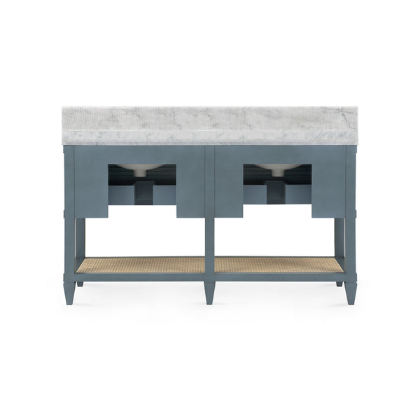 Sienna 2-Drawer Table with 60" Marble Vanity Top, Foggy Horizon