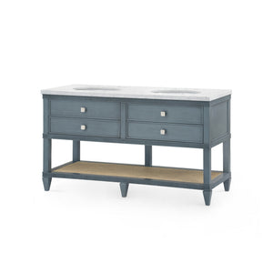 Sienna 2-Drawer Table with 60" Marble Vanity Top, Foggy Horizon