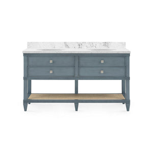 Sienna 2-Drawer Table with 60" Marble Vanity Top, Foggy Horizon-Blue Hand Home