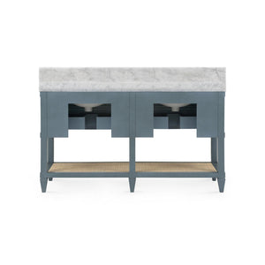 Sienna 2-Drawer Table with 60" Marble Vanity Top, Foggy Horizon-Blue Hand Home