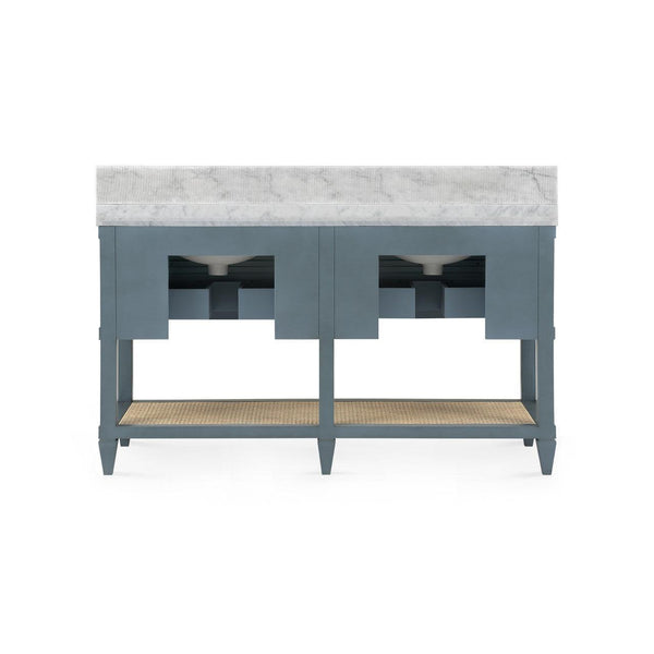 Sienna 2-Drawer Table with 60" Marble Vanity Top, Foggy Horizon-Blue Hand Home