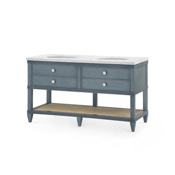 Sienna 2-Drawer Table with 60" Marble Vanity Top, Foggy Horizon-Blue Hand Home
