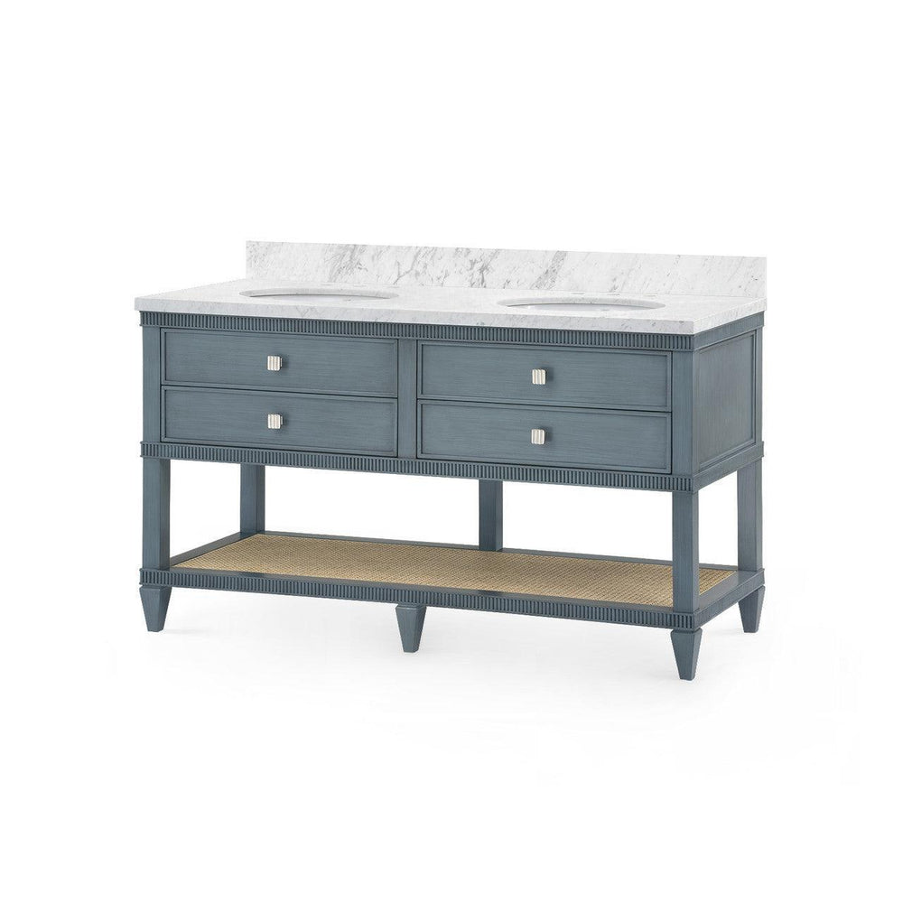 Sienna 2-Drawer Table with 60" Marble Vanity Top, Foggy Horizon-Blue Hand Home