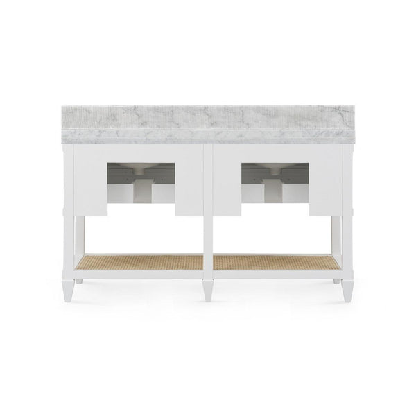 Sienna 2-Drawer Table with 60" Marble Vanity Top, Vanilla-Blue Hand Home