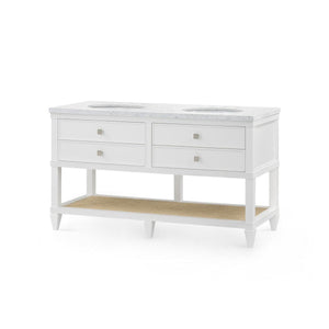 Sienna 2-Drawer Table with 60" Marble Vanity Top, Vanilla-Blue Hand Home