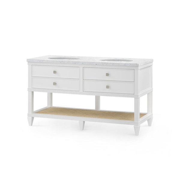 Sienna 2-Drawer Table with 60" Marble Vanity Top, Vanilla-Blue Hand Home