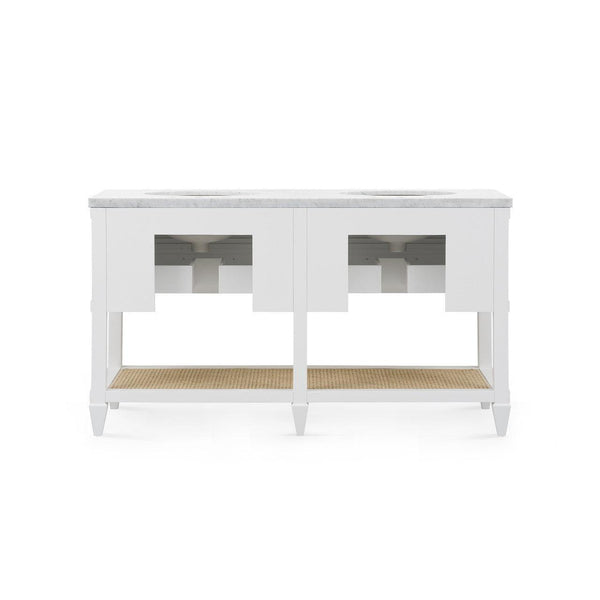 Sienna 2-Drawer Table with 60" Marble Vanity Top, Vanilla-Blue Hand Home