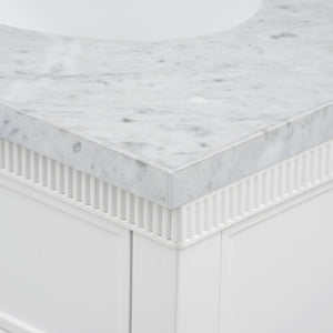 Sienna 2-Drawer Table with 60" Marble Vanity Top, Vanilla-Blue Hand Home