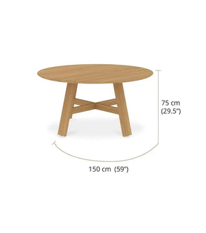 Sienna Round Dining Table 59'' - Outdoor Teak-Blue Hand Home