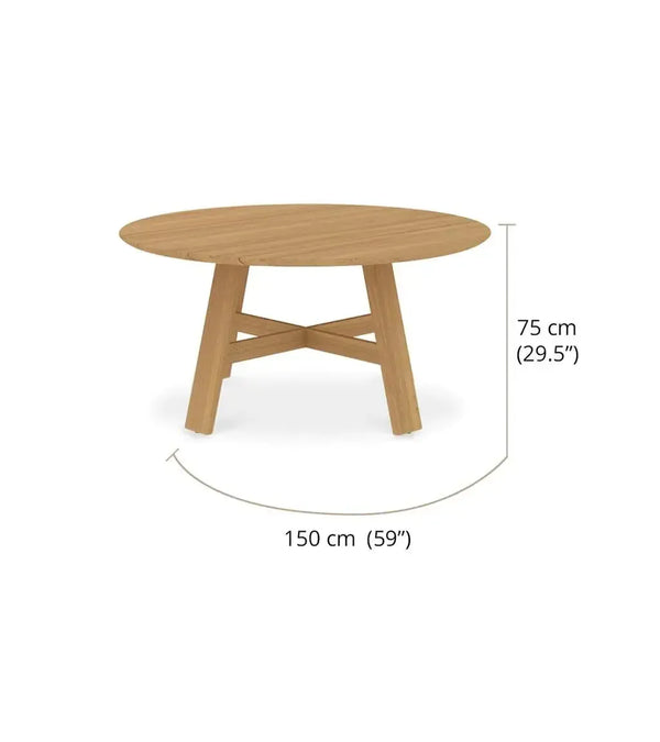 Sienna Round Dining Table 59'' - Outdoor Teak-Blue Hand Home