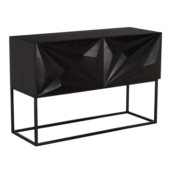 Small Zurich Console, Ebony Walnut with Steel-Blue Hand Home