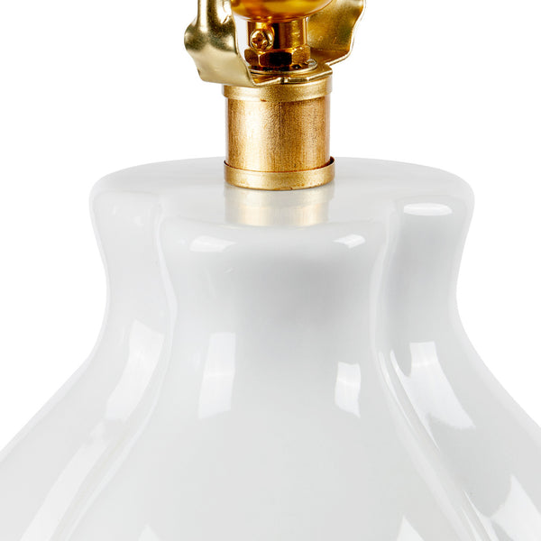 Sandar Lamp with Shade 17-inch White Linen, with Gold, Coconut