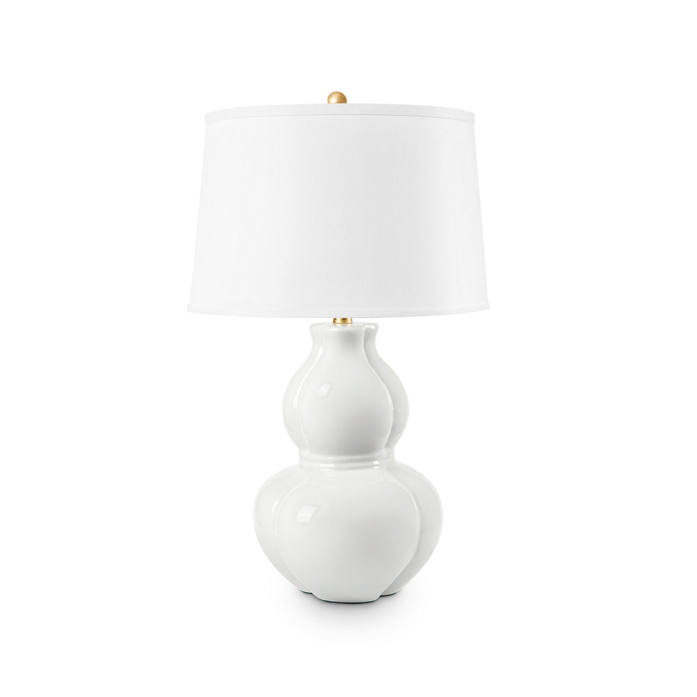 Sandar Lamp with Shade 17-inch White Linen, with Gold, Coconut