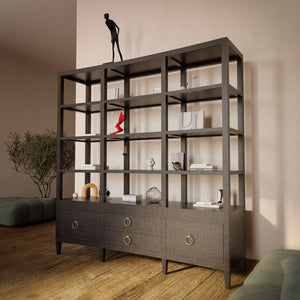Westminster Large Linen Wrapped Concave Shelving Unit-Blue Hand Home