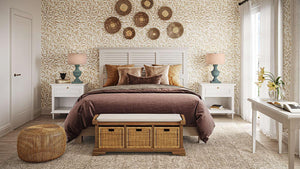 Homestead Bench W/ Rattan Baskets-Blue Hand Home
