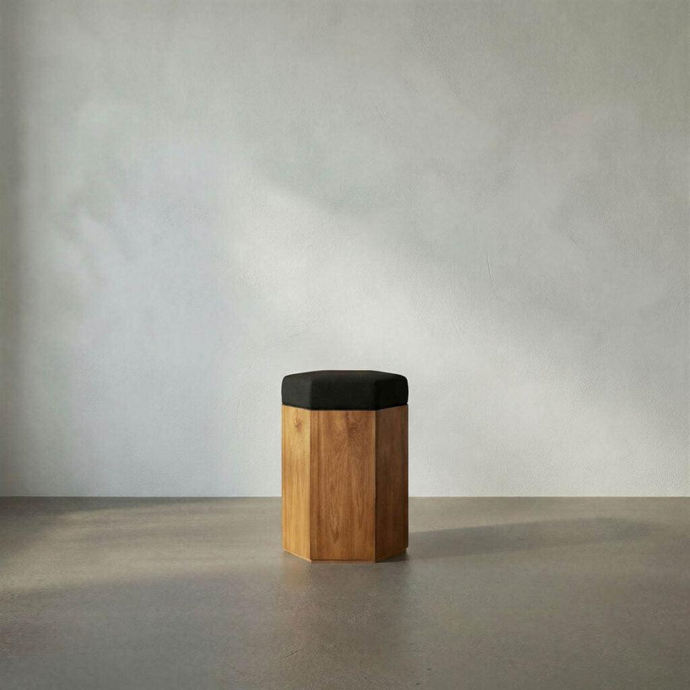 SX Octagon Stool C - Premium Handcrafted Teak Wood Stool-Noir Furniture-Blue Hand Home